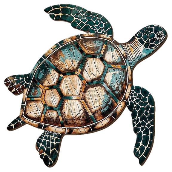fuxzkrlz Coastal Sea Turtle Wall Art Ocean Beach Theme Wood Wall Sculpture Vintage Turtle Wall Decor for Living Room Bedroom Bathroom Office