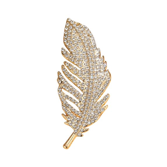 fuxzkrlz Feather Design Brooch Pin for Women, Rhinestones Inlaid Brooch Pin for Dress, Coat, Shawl, Versatile Accessory for Mother, Wedding