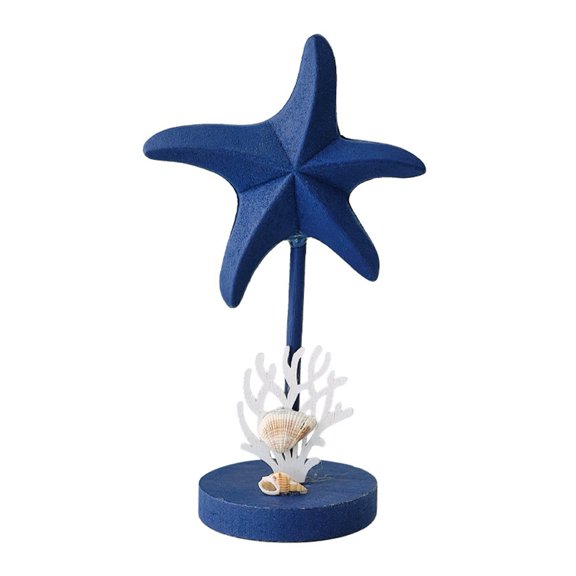 fuxzkrlz Nautical Themed Starfish Table Decor Coastal Beach Wooden Starfish Figurine Vintage Ocean Block Sign with Wood Base for Living Room Bedroom