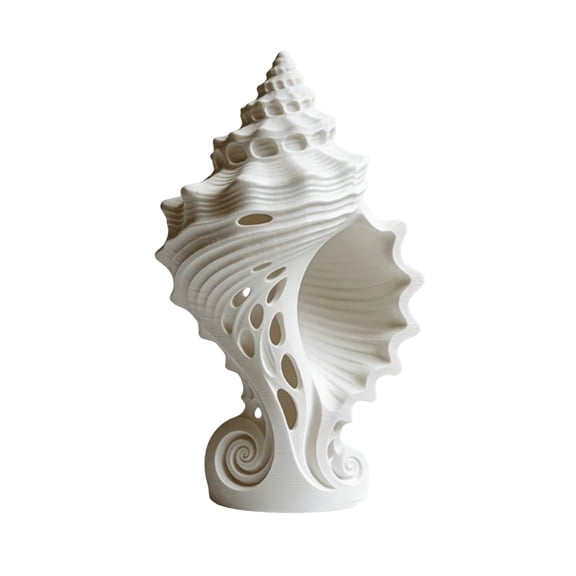 fuxzkrlz White Conch Shell Figurine, 3D Printed Nautical Coastal Tabletop Ornament for Living Room, TV Stand, Bookcase Shelf, Cabinet Decor