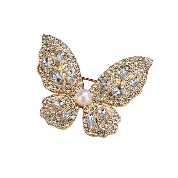 fuxzkrlz Women Brooch Three-Dimensional Butterfly Design Pin with Imitation Pearls Rhinestones Suits Coats Sweaters Badge Formal Occasions Decorative Accessories