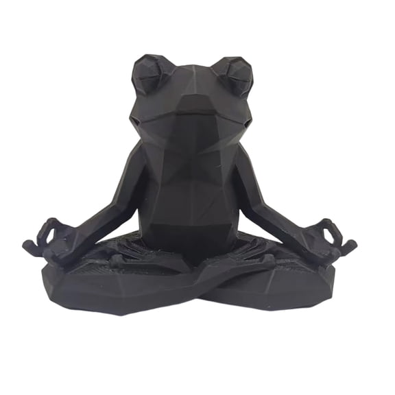 fuxzkrlz Yoga Frog Sculpture, 3D Printed Meditating Frog Figurine, Faceted Frog Sit in Meditation Statue for Desk Shelf Room Zen Decoration
