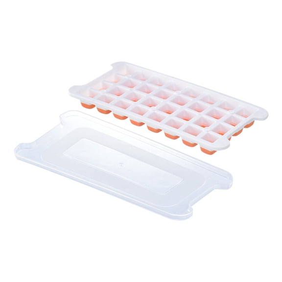 fuyuli Silicone Ice Cube Mold, Total 32 Holes Ice Cube Tray, 1pc Ice Tray with Lid, Non-stick Easy-Removal Plastic Ice Cube Mold, Suitable for Beverages, Cocktails and Frozen Liquids