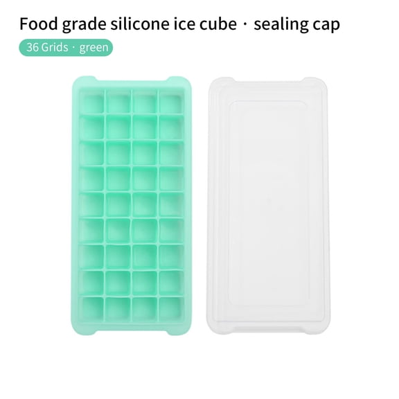 fuyuli Silicone Ice Cube Moulds,36 hole Square Ice Cube Tray,Silicone Ice Cube Trays with Non-Spill Lids,Easy To Remove Ice Cube Tray Suitable For Frozen Drinks,Whiskey,Cocktails And Ice Cream(Green)