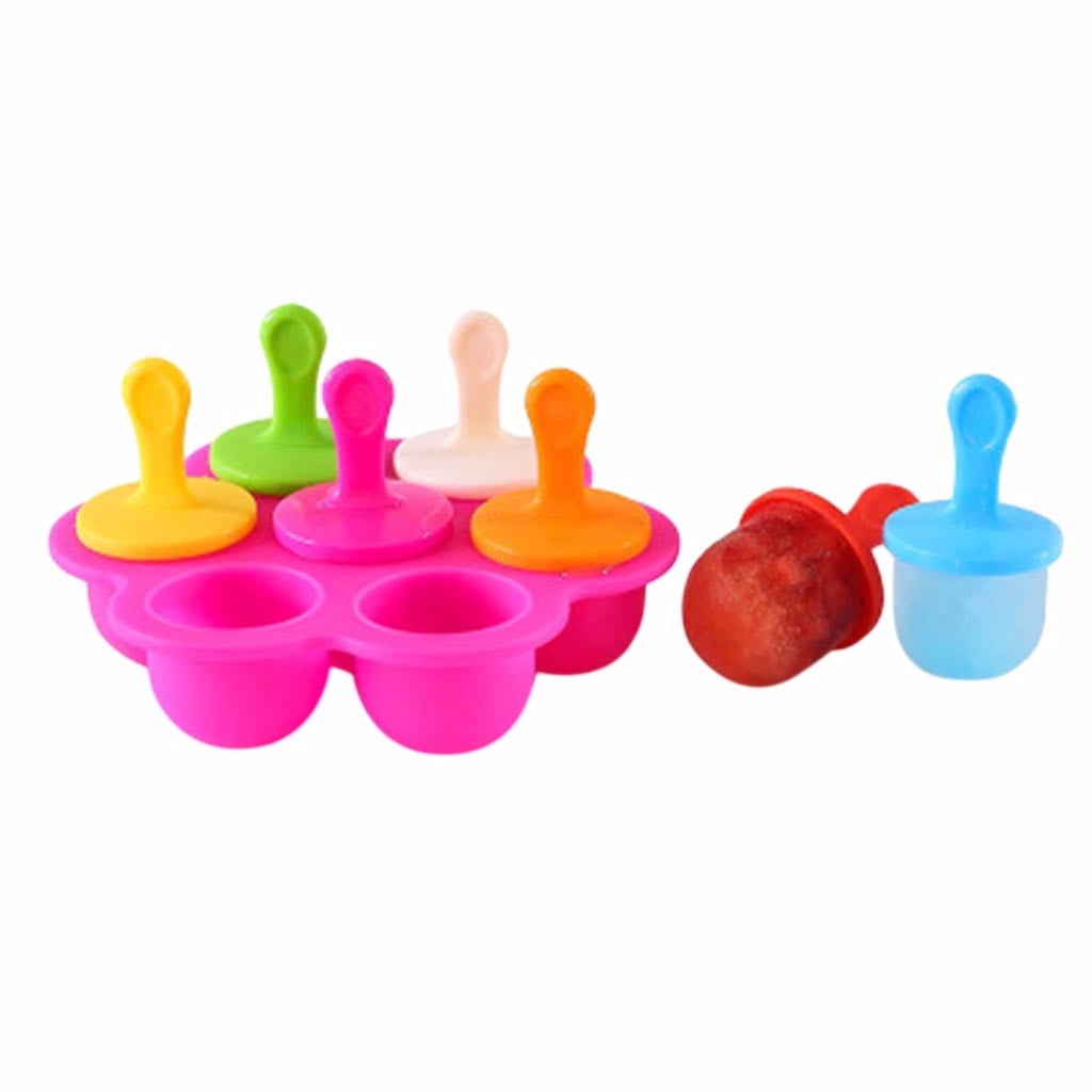 fuyuli Silicone Popsicle Mould,7-Hole Colorful Ice Lollies Mould ...