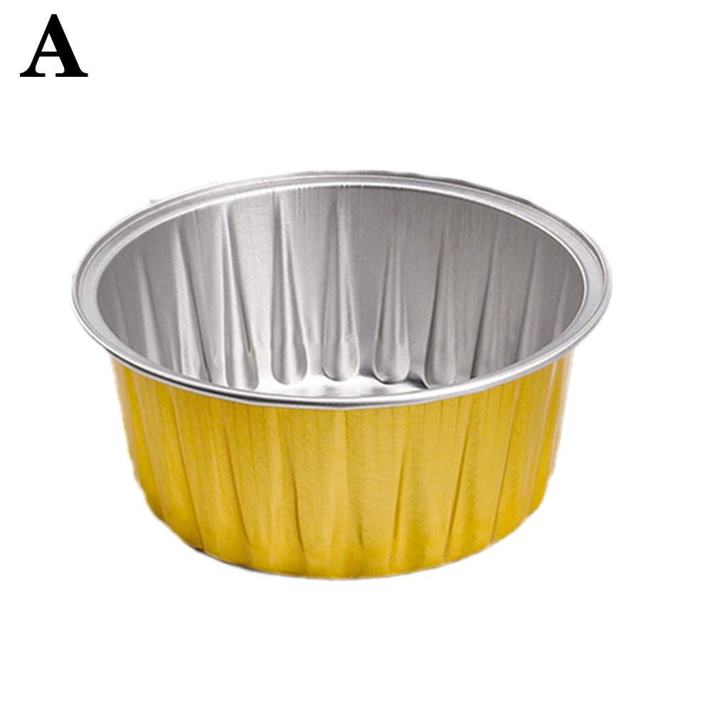 fvituve 50pcs Aluminum Foil Tin Cups Reusable Cake Baking Cups Pudding