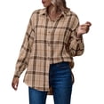 thumbnail image 1 of fvwitlyh Anime Shirts for Women Plaid Flannel Button Down Shirts for Women Oversized Dressy Casual Long Sleeve Tops Blouse, 1 of 4