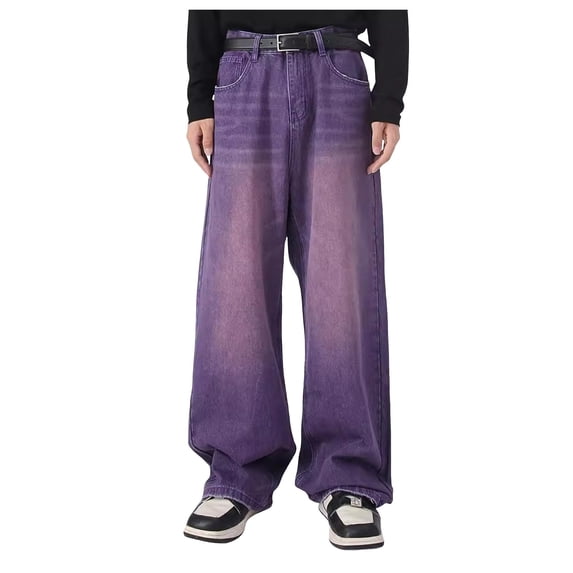 fvwitlyh Baggy Jeans Y2K Men's Blue Skinny Black Stretch Washed Slim Fit Pencil Pants Leg Men's Pants Plus Size Street Jeans Trousers Loose Wide Men's Pants Vintage Loose Straight Wide Leg Jeans