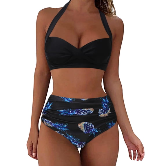 fvwitlyh Bikini Sets for Women High Waist Swimsuits Push Up Swimsuits Women Two Piece Bikinis Bathing Suits Bikini Sets for Women 2 Piece Bikinis Swimwear Shoulders Push up Bathing Suits