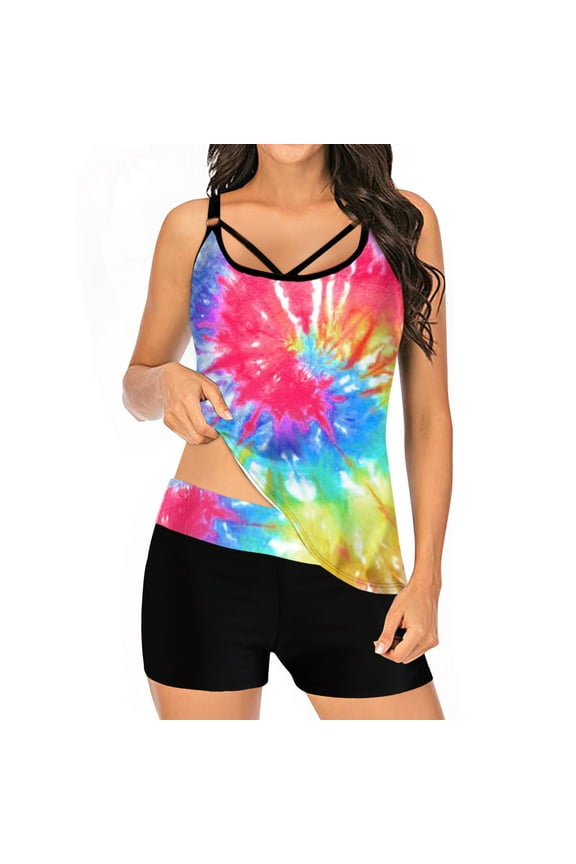 Bikini Sets for Women Sweet Escape Swim Shorts Print Multi Womens Swimdress Panty Color Two and Swimsuits Piece Halter Tops for Women Set Bikinis