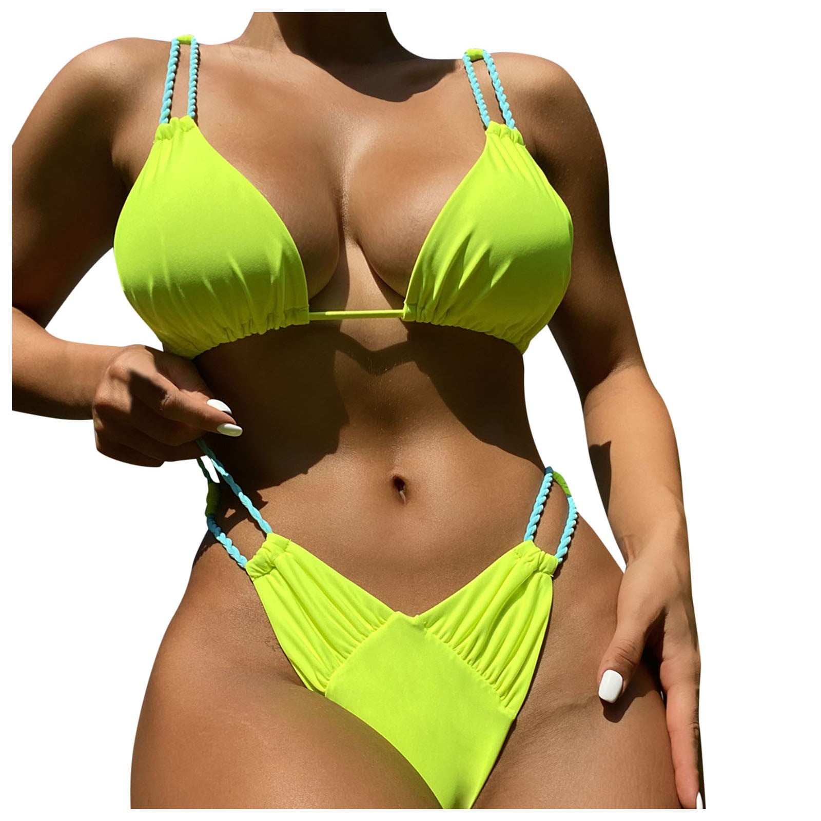 36C XL Halter BOMBSHELL ADD 2 CUPS Swimsuit Set Bikini Swim Top + Bottoms