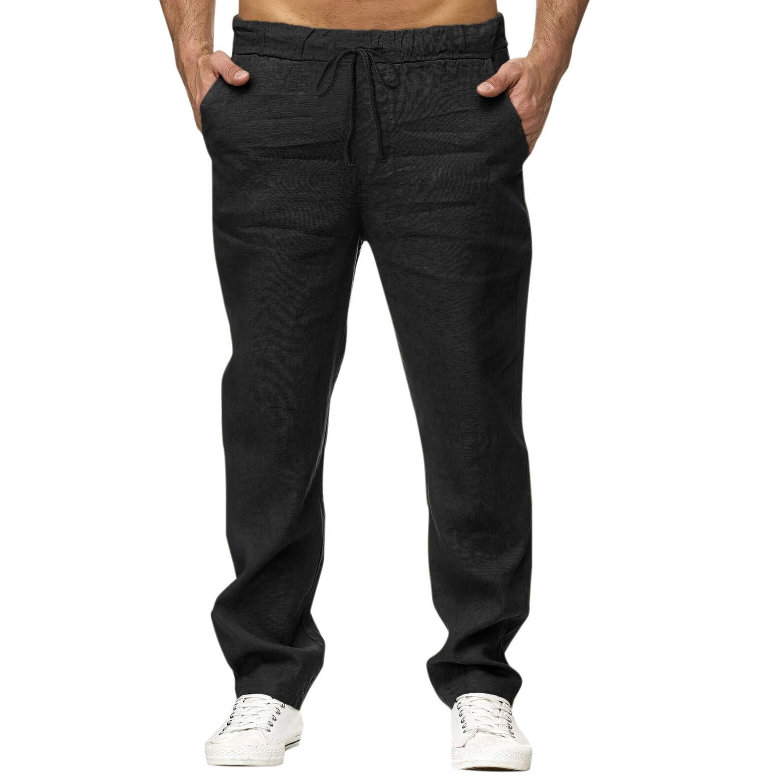 fvwitlyh Black Cargo Pants Men Mens Casual Linen Pants Loose Fit