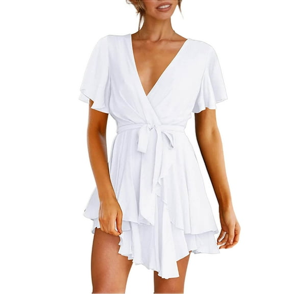 fvwitlyh Black Dress Women's Casual Swing Simple T-Shirt Loose Dress