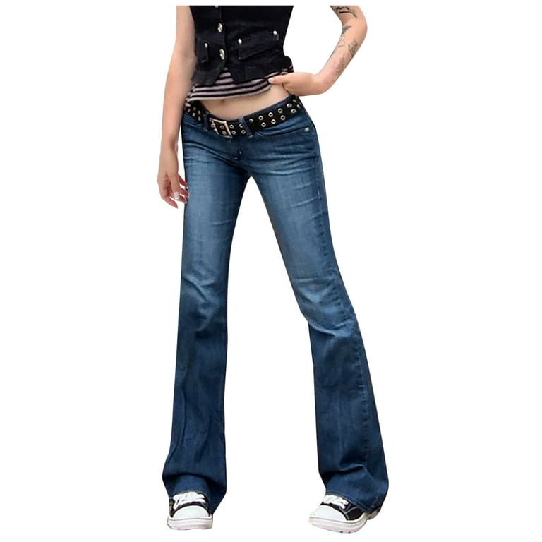 fvwitlyh Black Jeans Women's High Waist Baggy Jeans Flap Pocket Side  Relaxed Fit Straight Wide Leg Cargo Jeans 