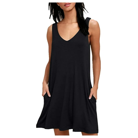 fvwitlyh Black Mini Dress Women's Plus Size Dresses Casual Loose Pocket Short Sleeve Slits Plus Size Long Maxi Dress