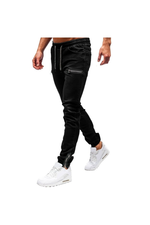 Black Ripped Jeans Men's Skinny Black Stretch Ripped Tapered Leg