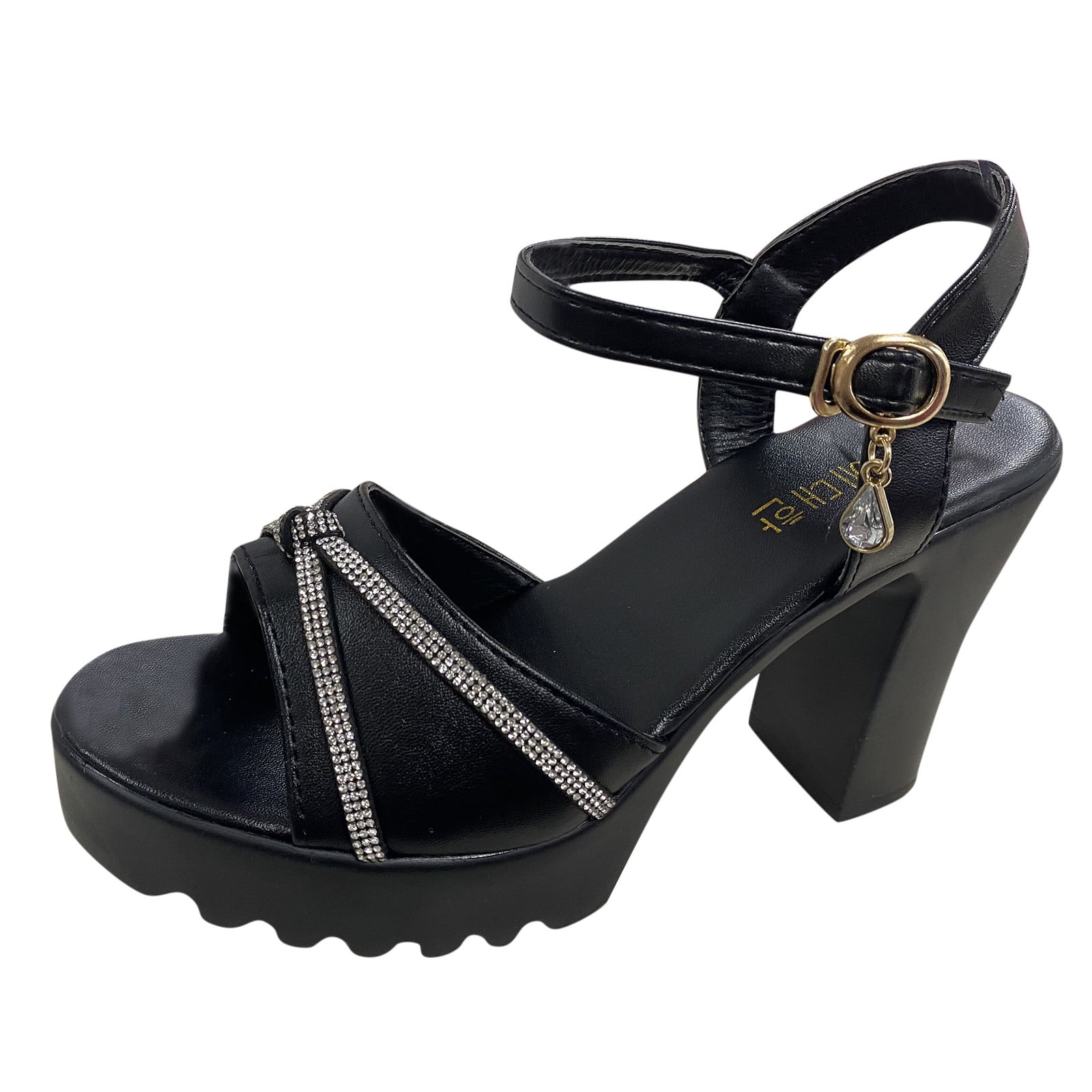 Riya Jaisinghani Neisha Crystal Block Heels | Accessories, Footwear, Heels,  Black, Upper: Satin, Embellished at … | Heel accessories, Black block heels,  Block heels