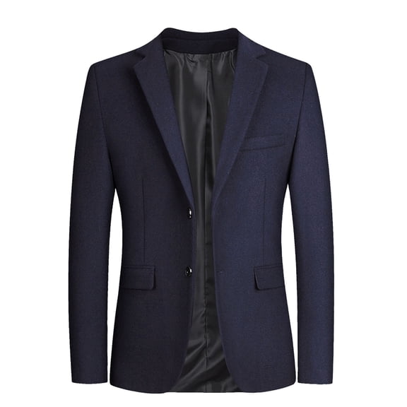 fvwitlyh Blazer for Men Big And Tall Rain Gear for Mens Autumn And Winter Trend Solid Color Brushed Suit Collar Single Two Buttons My Gown Mens Blazer