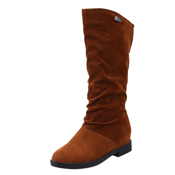 fvwitlyh Boots for Women Boots Women Mid Calf Fashion MidWinter Classic Autumn Color Women's Warm Soft Women's Slim Calf Boots for Women Suede