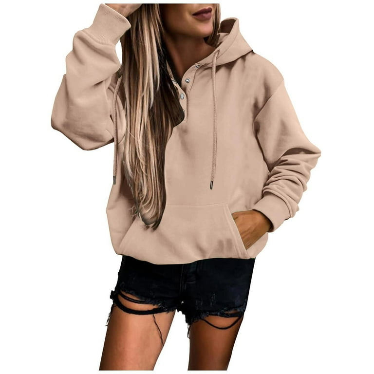 fvwitlyh Cropped Zip Up Hoodie Women s Casual Long Sleeve Raw Hem Pullover Crop Tops Sweatshirts Khaki Small