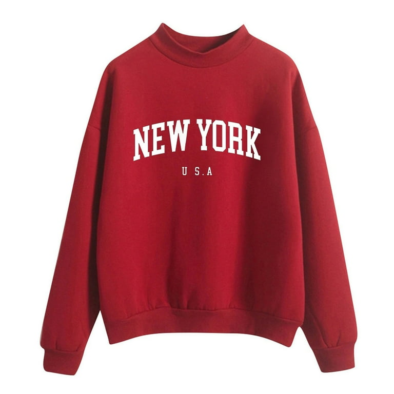 fvwitlyh Friends Sweatshirt Women s Summer Long Sleeve Crop Top Hoodie Workout Casual Cute Pullover Cropped Sweatshirt Red Large