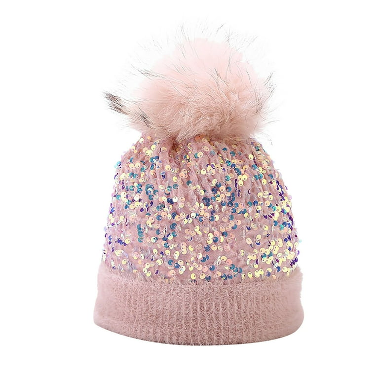 fvwitlyh Funky Winter Hats for Men Women Outdoor Warm Knitted Hat Dyed Ball Sequined Hat Ear Hat In Long Hat for Men Walmart