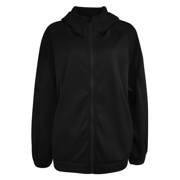 fvwitlyh Funny Sweatshirts for Women Women's Comfy Lightweight Oversized Zip Up Hoodie Sweatshirt Black 4X-Large