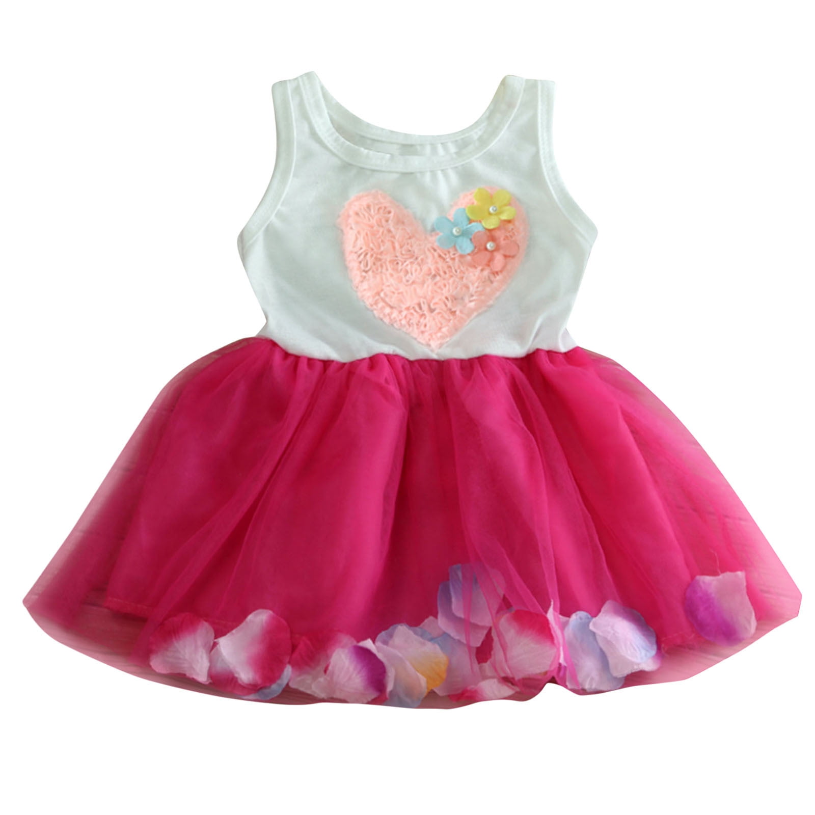 fvwitlyh Girls Dresses 6 Year Old Girls Dresses Tulle Dress Splice Kids Princess Lace Girl Heart