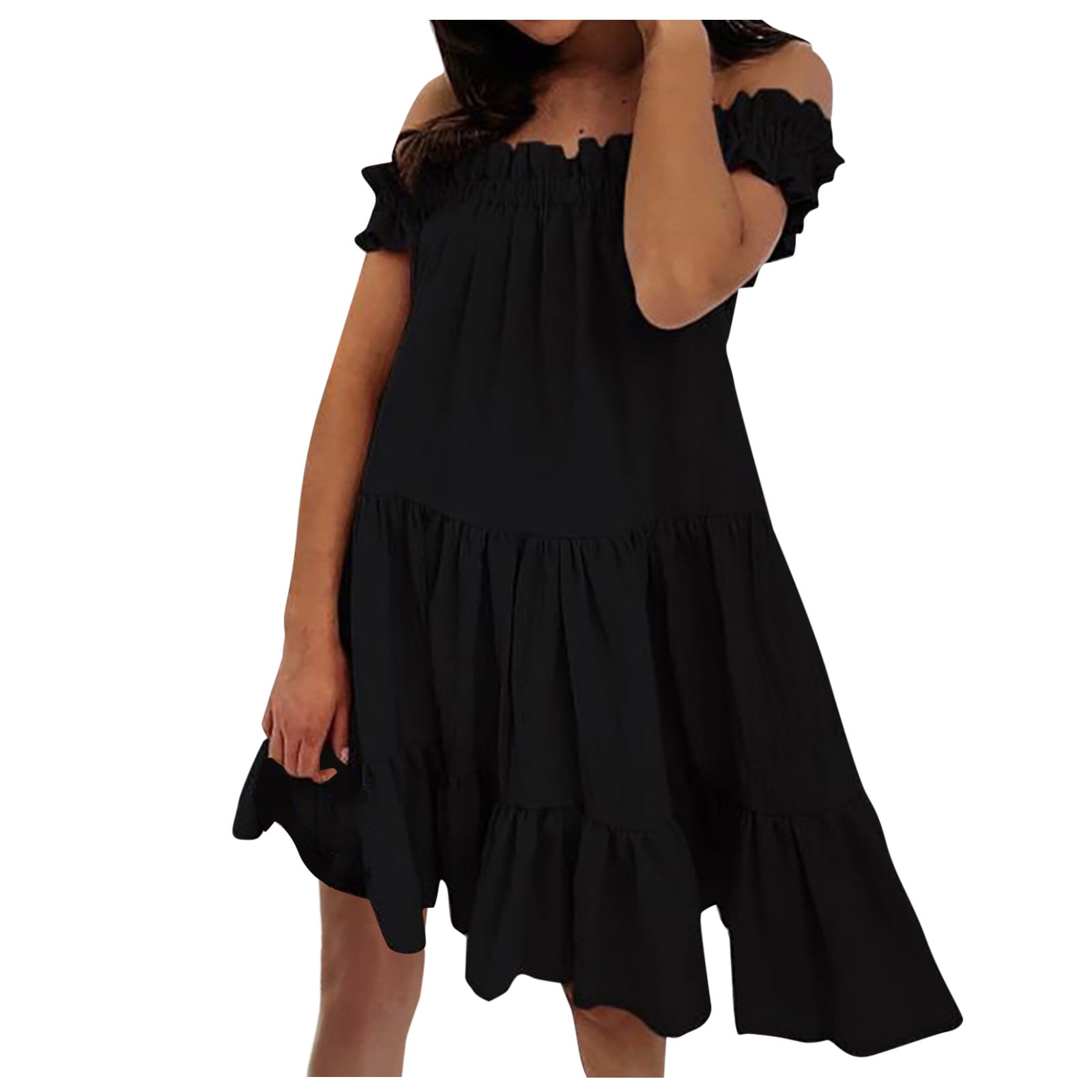 Patlollav Clearance Dresses for Womens Summer Seaside Sling Sleeveless  V-Neck Solid Color Casual Dress