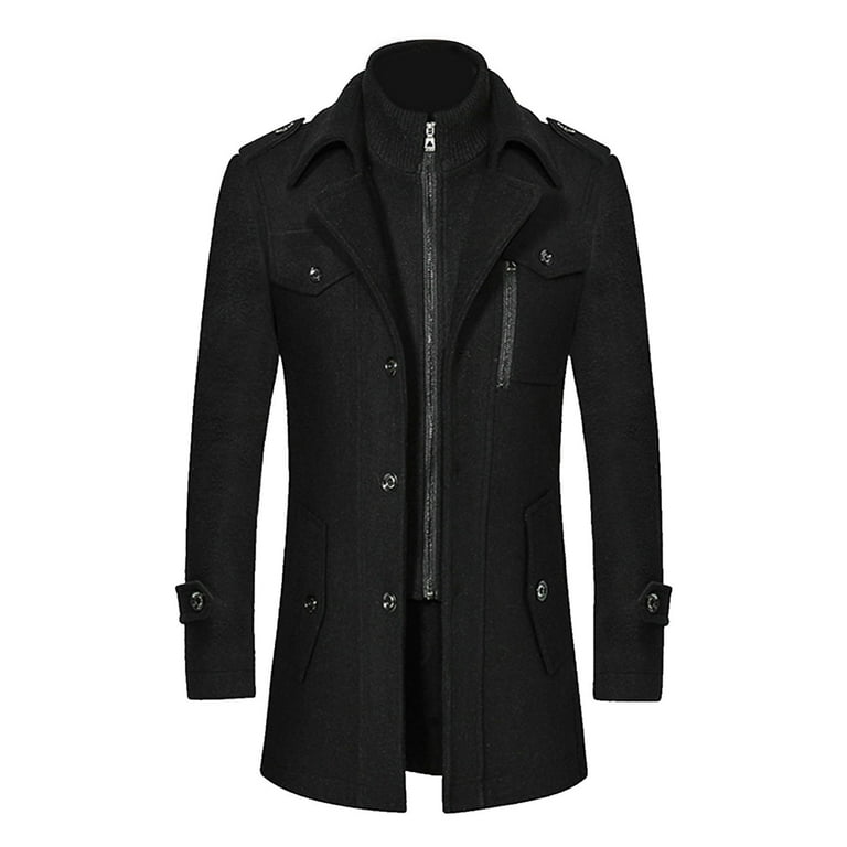 Men's Double-Breasted Lapel Collar Jacket Wool Coat Trench Winter Warm  Overcoat