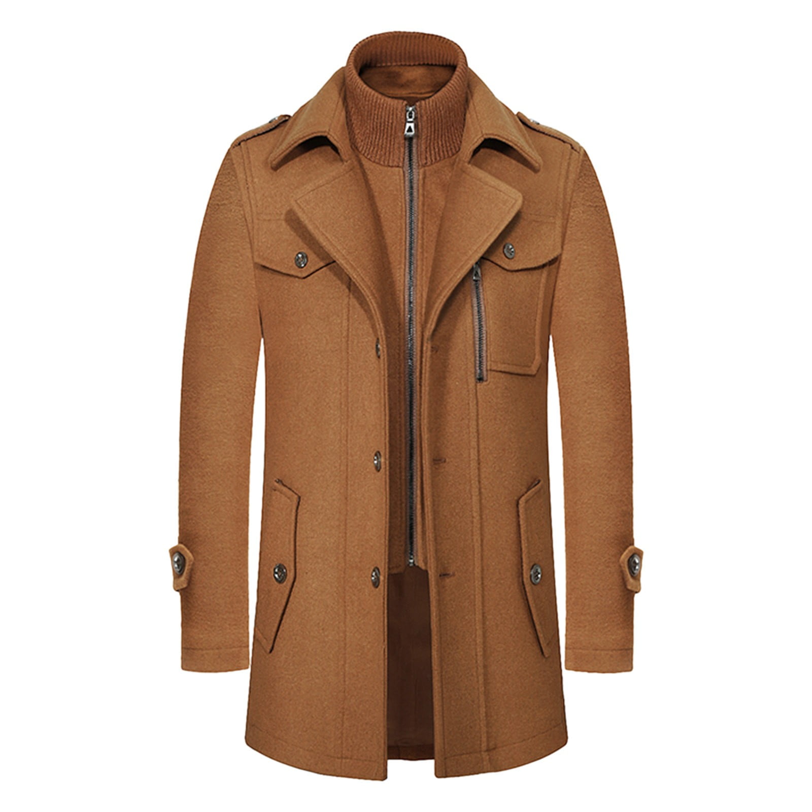 fvwitlyh Jackets for Men Leather Trench Coat Men's Autumn And