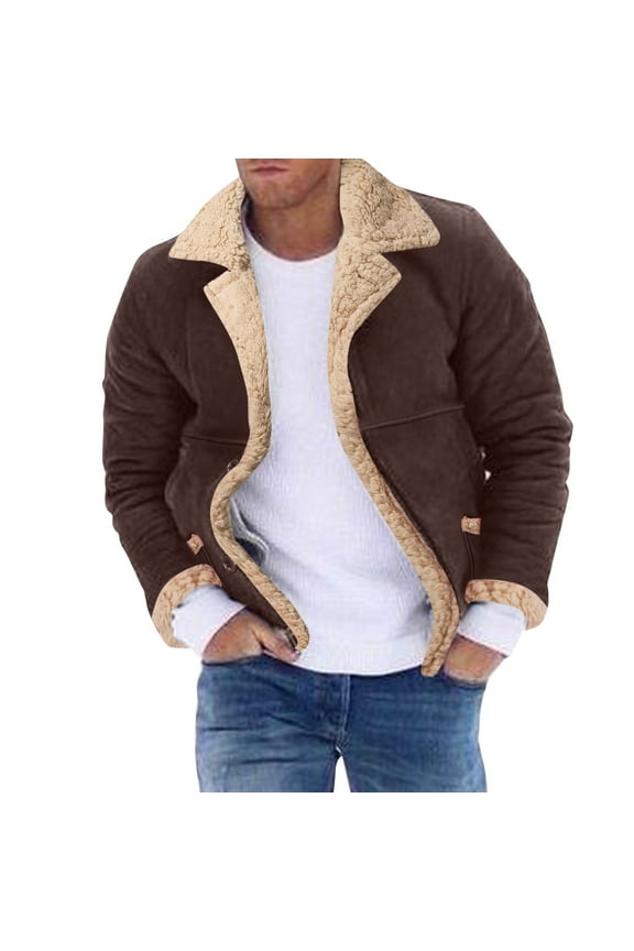 Jackets for Men Warm Winter Coat Men Plus Size Winter Coat Lapel Collar Long Sleeve Padded Leather Jacket Gravel Gear Rain Jacket Coats for Men