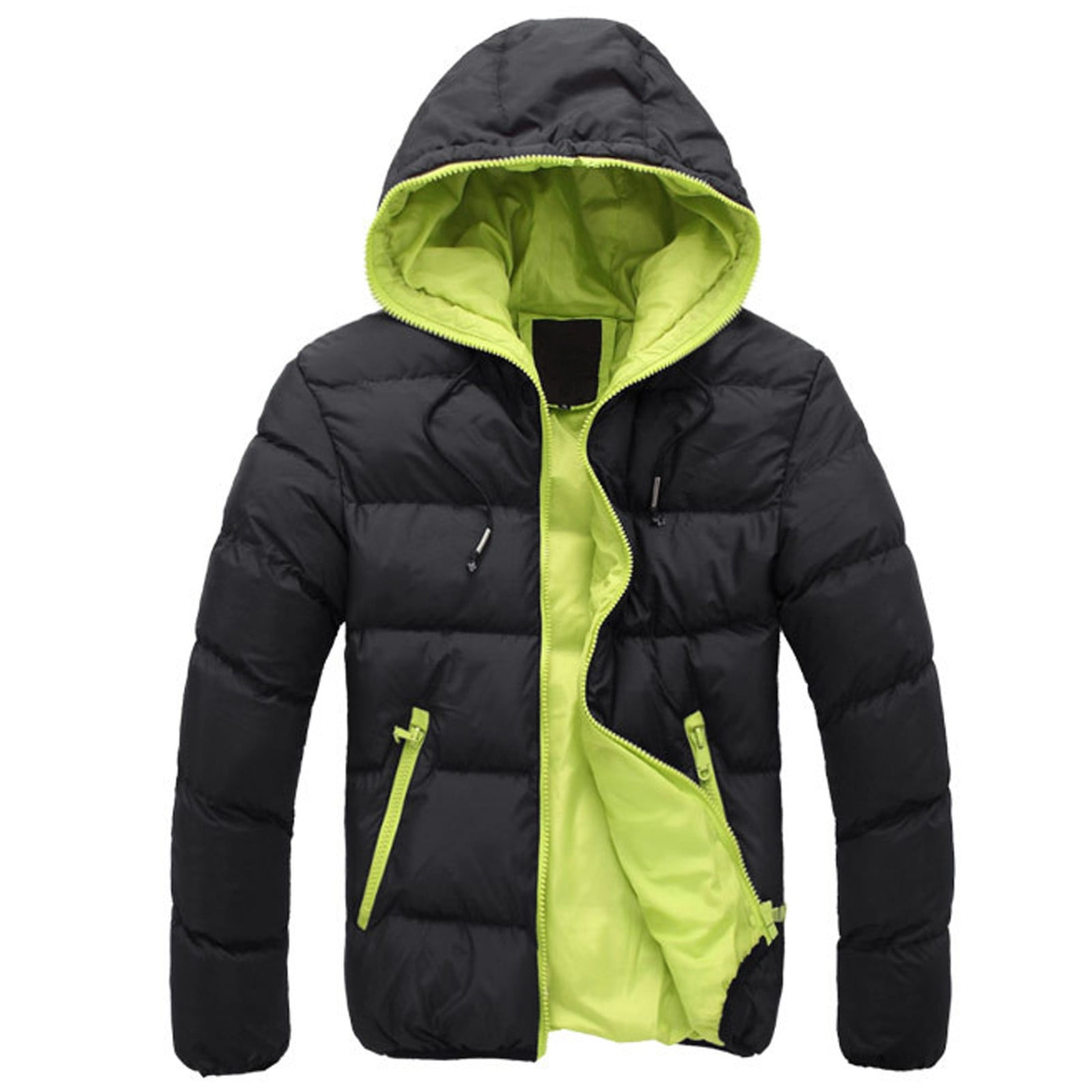 fvwitlyh Jackets for Men Zip Jacket Mens Men s Winter Collision Color Hoodie Coat Cotton padded Jacket Mountain Ridge Hooded Flannel Jacket Coats for Men Walmart