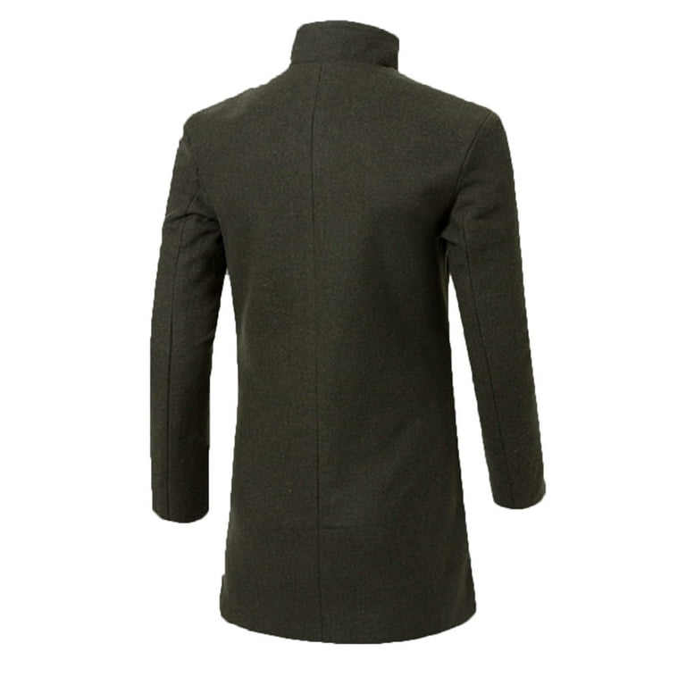 fvwitlyh Jackets for Men s Trench Rain Coats Men s Solid Color Stand collar Lengthened Office Jacket Long Sleeved Splice Button Warm Coat Coats for Men Walmart
