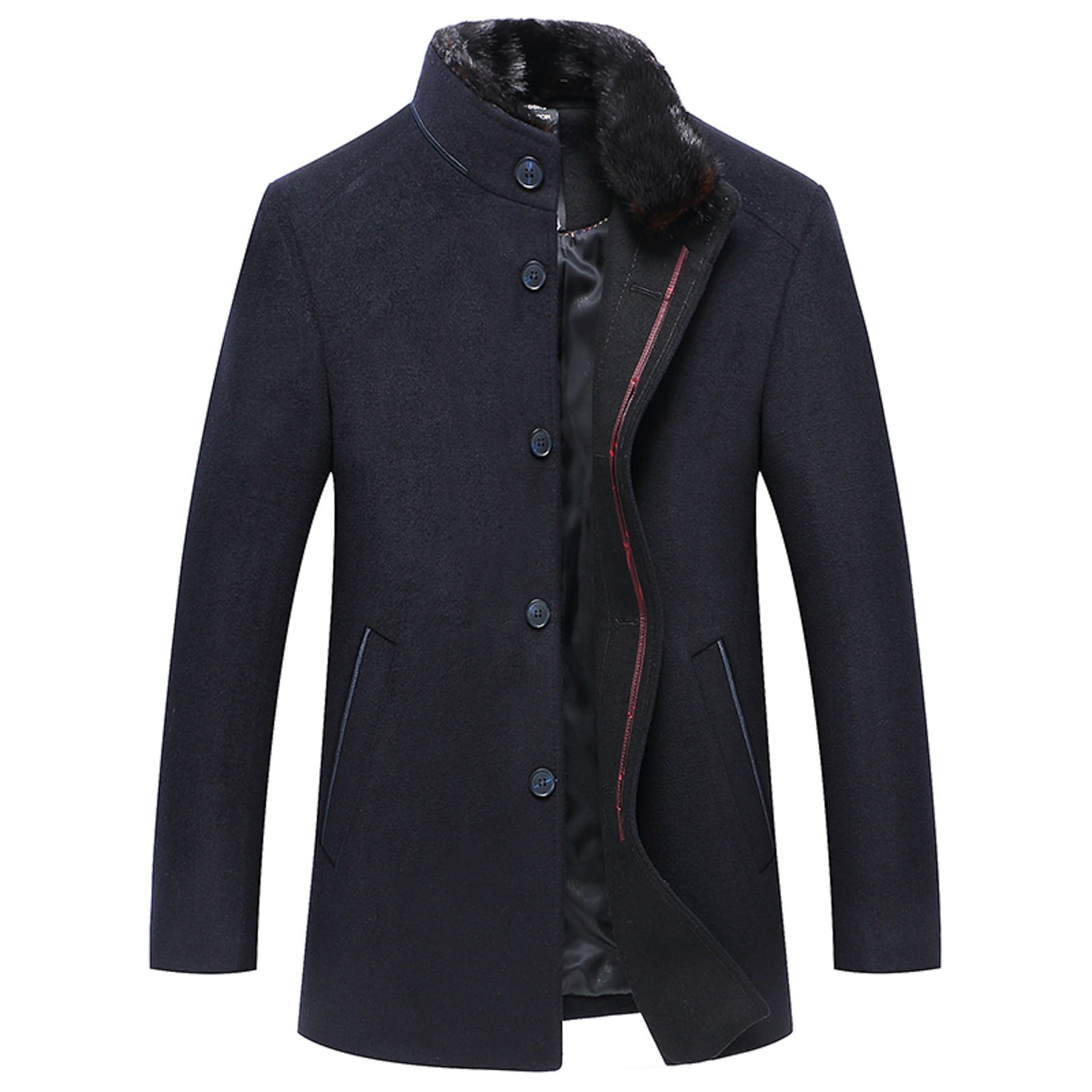 Stand collar best sale wool coat mens
