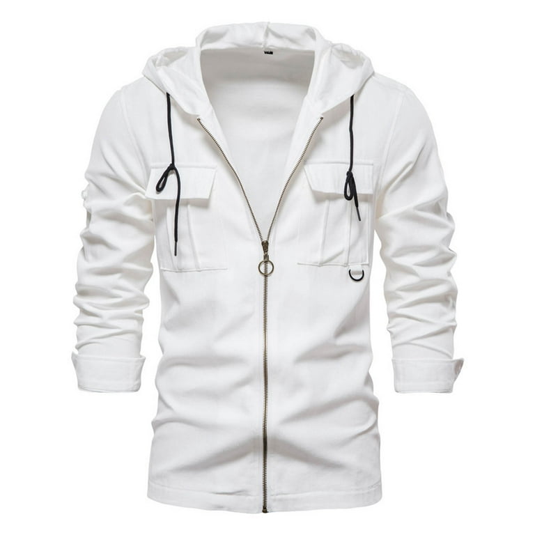 fvwitlyh Jackets for Men Ran Jacket Mens Fashion Simple Slim Fit Solid Color Pocket Decoration Cardigan Long Sleeve Coat Mid Jacket Coats for Men Walmart