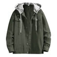 thumbnail image 1 of fvwitlyh Jackets for Men S Jacket Mens Spring And Autumn Leisure Solid Color Buckle Hooded Denim Jacket Coat Double Coat Men Coats for Men, 1 of 1