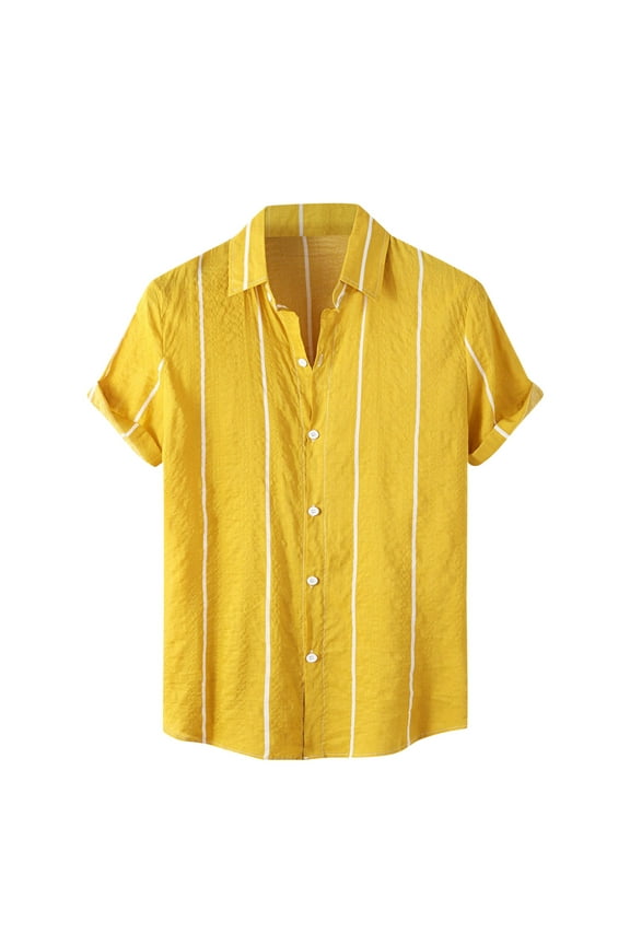 Mens Long Sleeve Shirt Mens Short Sleeve Oxford Button Down Collar Regular Fit Woven Button Down Shirt Yellow Medium