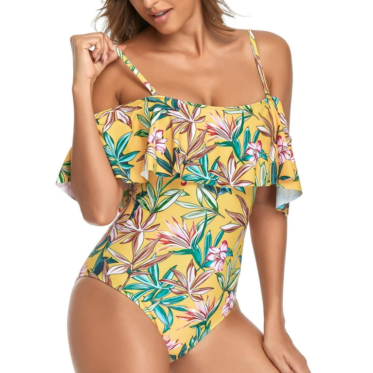 Neon yellow one piece swimsuit hot sale