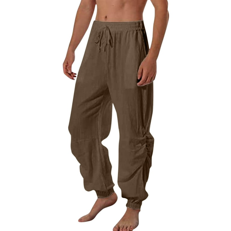 fvwitlyh Pants Men's No-Iron Classic-fit Expandable-Waist Pleat-Front Pant