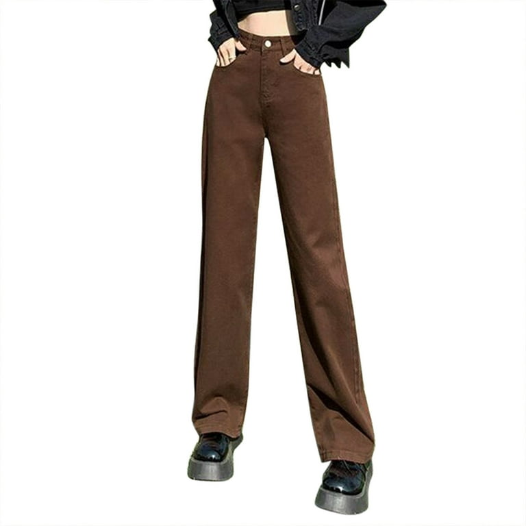 fvwitlyh Pants for Women Pants Women High Waist Baggy Jeans Wide