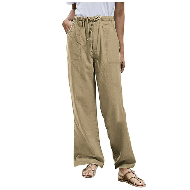fvwitlyh Pants for Women's Pants Casual Cotton Women Tightness Plus Trousers  Linen Casual Pocket Size Pants for Women Work Casual Plaid Cargo Pants  Women 