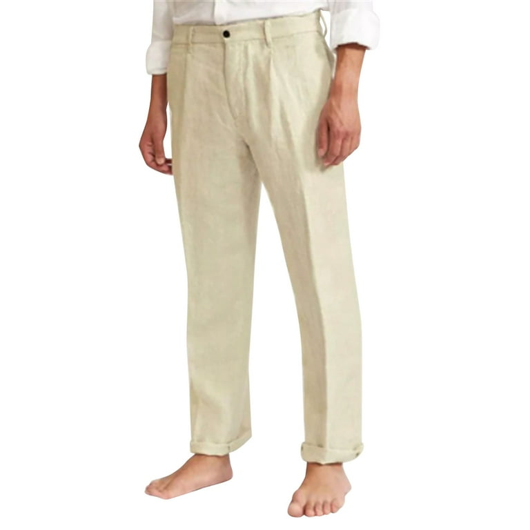 fvwitlyh Pants for Men Men's Cotton Relaxed Fit Full Elastic Waist Twill  Pants