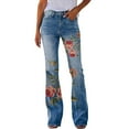 thumbnail image 1 of fvwitlyh Petite Jeans for Women Womens Straight Women's Long Multiple Choice Printed Casual Loose Pants Comfortable Micro Flared Pants Women Blue Wide-Leg Relaxed Fit Casual Jeans, 1 of 5