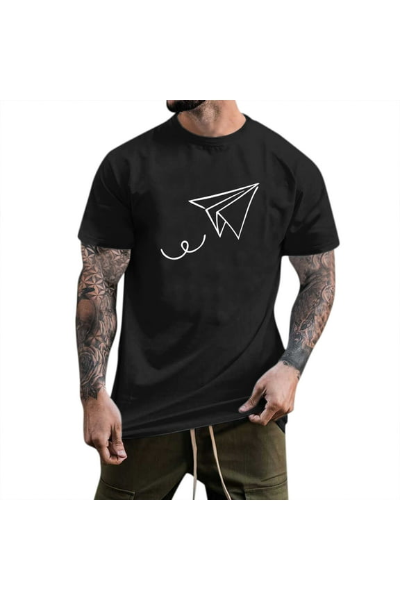 Plain Black T Shirts Men Classic TV Logo Graphic Tee Black Small