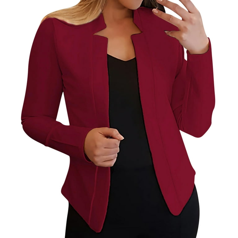 fvwitlyh Plus Size Blazer Women's 3/4 Sleeve Lightweight Casual Work Knit  Blazer Jacket