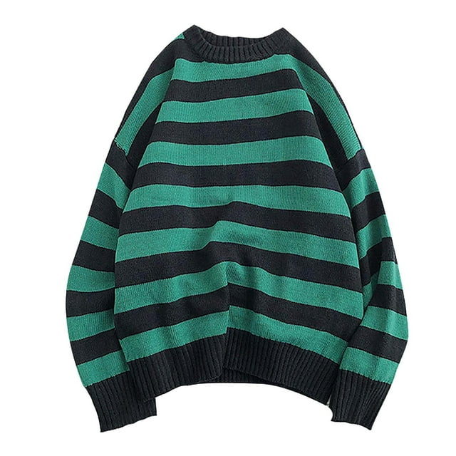 fvwitlyh Pullover Sweaters for Men Mens Pullover Sweater Casual Slim Fit V-Neck Knitted Sweaters Autumn And Winter Wool Sweater Round Neck Pullover Bottoming Shirt Color Stripe High Neck Top