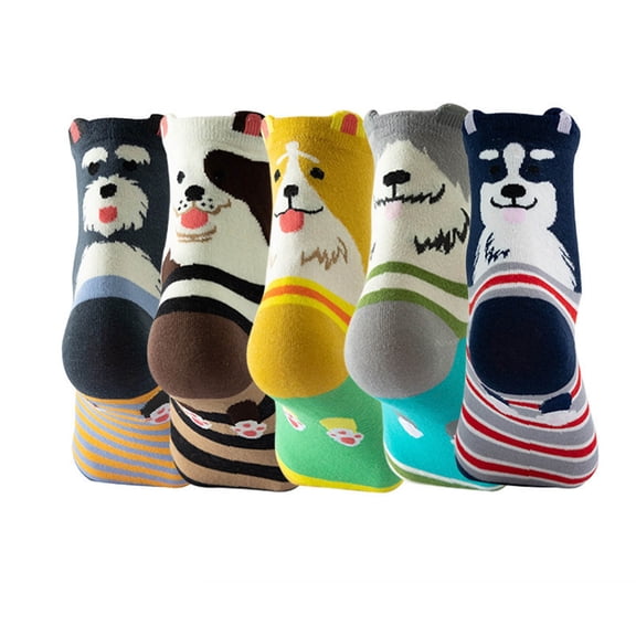 fvwitlyh Reformer Womens Animal Themed Socks Five Pairs Set Dog Cute Socks Daily Socks Cut