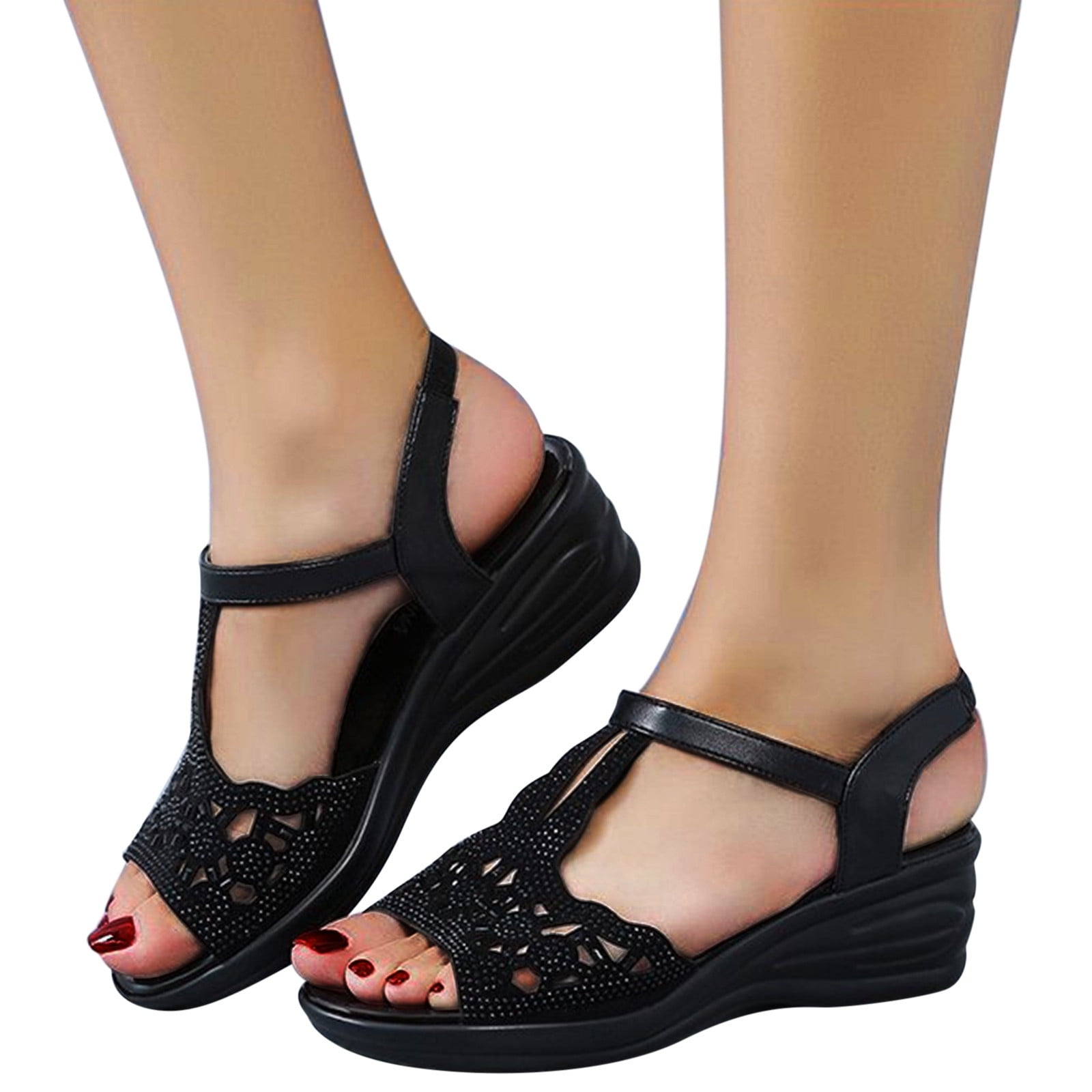 Ladies low top wedge sandals