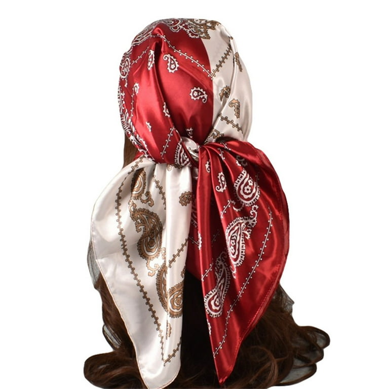 1pc 90*90cm Printed Satin Scarf For Women, Head Wrap Accessory For Daily  Wear